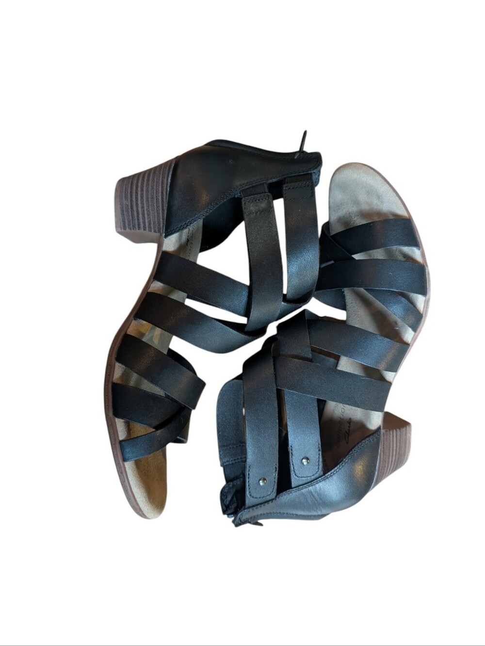 Clarks Collection Valarie Dream Strappy Black Leather Sandals - Picture 6 of 7
